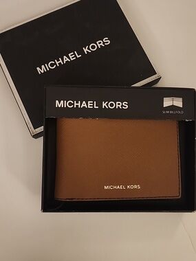 MICHAEL KORS Andy Luggage Slim Billfold Wallet NWT